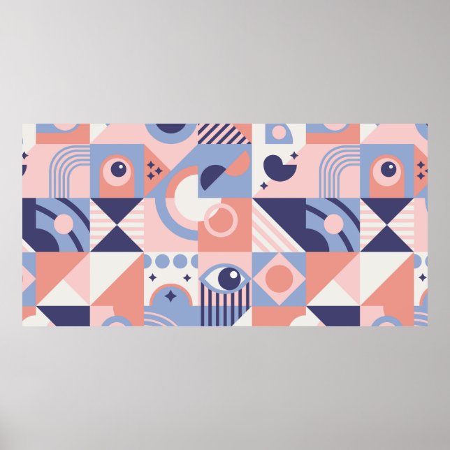 Square Geometric Shapes Background. Aesthetics in  Poster (Front)