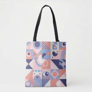 Square Geometric Shapes Background. Aesthetics in Tote Bag