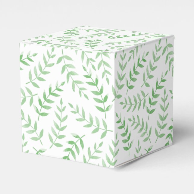 Square gift box - Leaves - green (Front Side)
