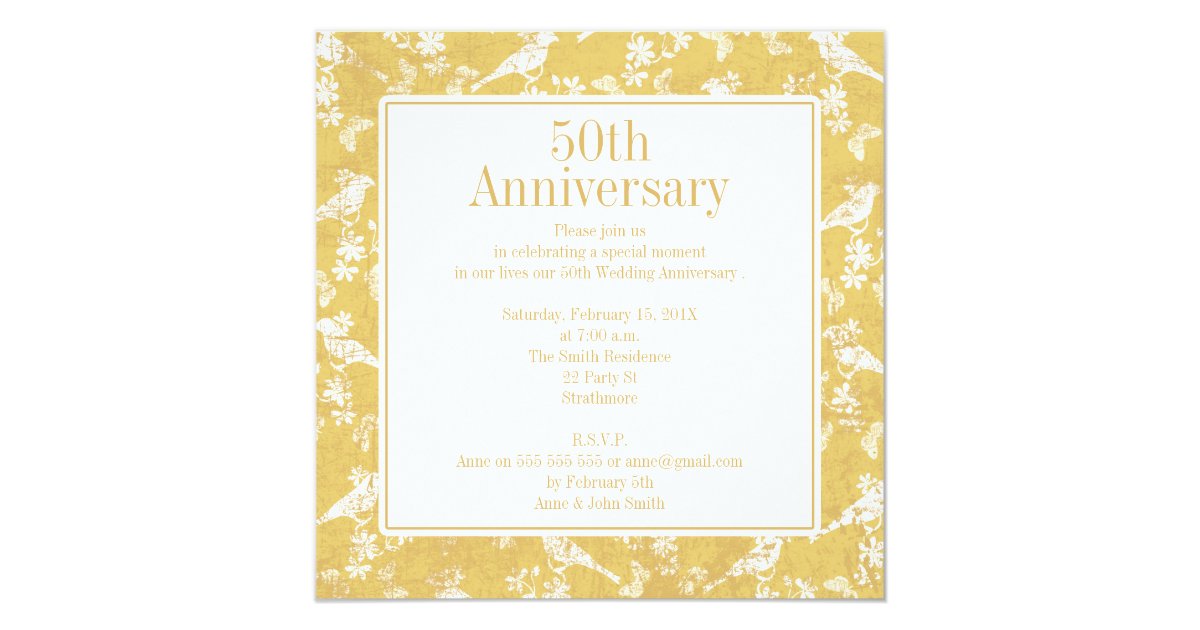 Square Golden 5oth Wedding Anniversary Invitation | Zazzle.com