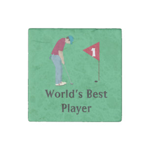 Square Golfer Putting Stone Magnet