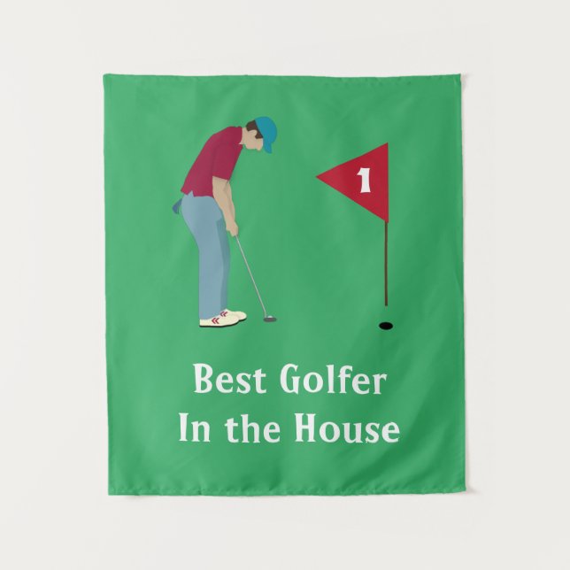 Square Golfer Putting  Tapestry (Front)