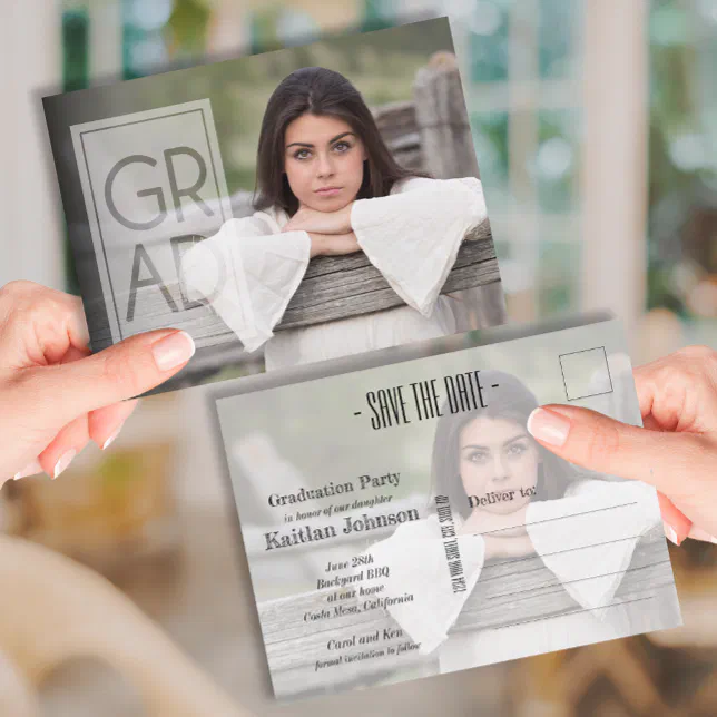 Square Grad Overlay Square GRAD Overlay Photo Graduation Save the Date Postcard | Zazzle