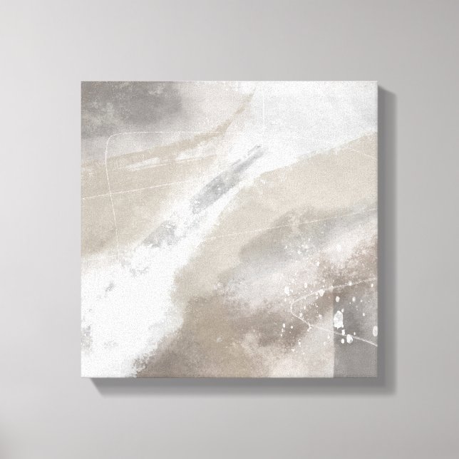 Square Gray Beige Minimalist Modern Abstract Canvas Print (Front)