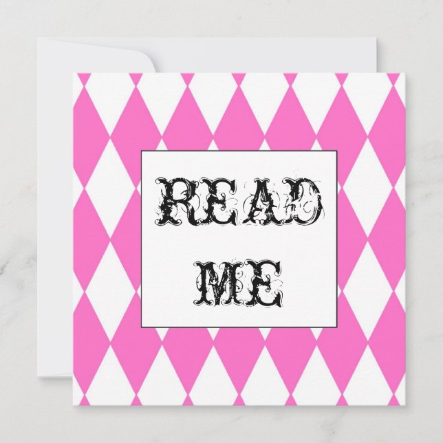 Square Harlequin Alice invitation (Front)