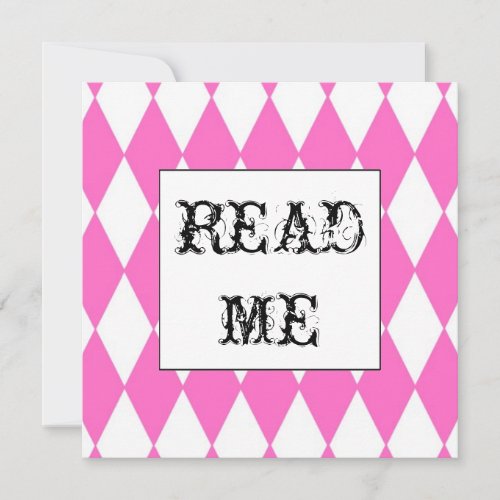Square Harlequin Alice invitation