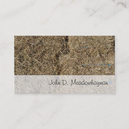 Square hay bales close_up photo business card