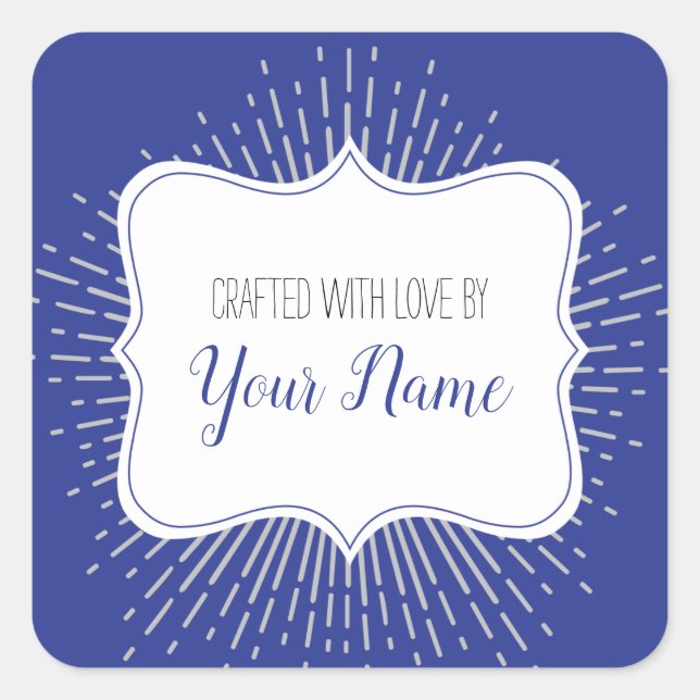 Square Holiday Gift Label Sticker (Blue) (Front)