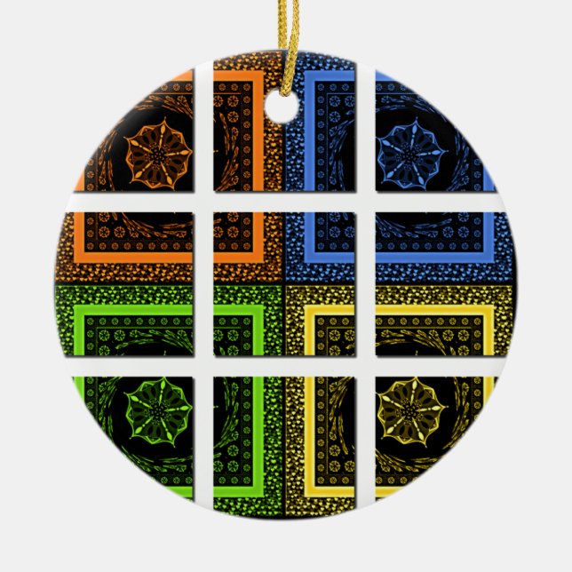 Square in a box ceramic ornament (Front)