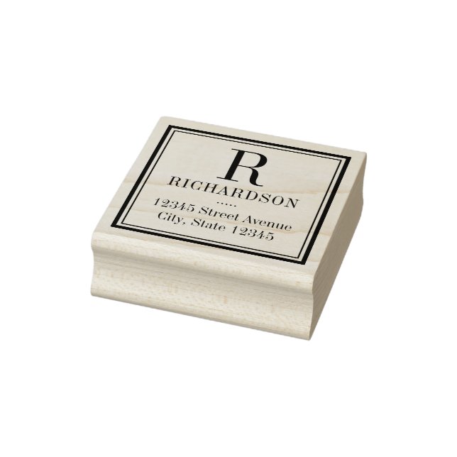 Square Initial Personalized Wood Stamp (Stamp)