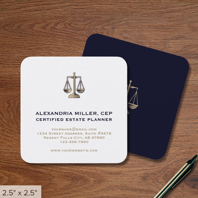 Square Justice Scale Logo Square Business Card (Creator Uploaded)