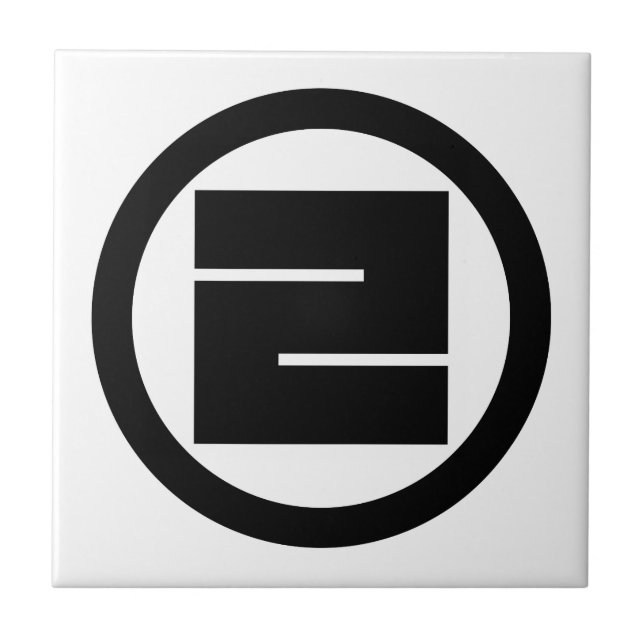 Square kanji character for ONE in circle Tile (Front)