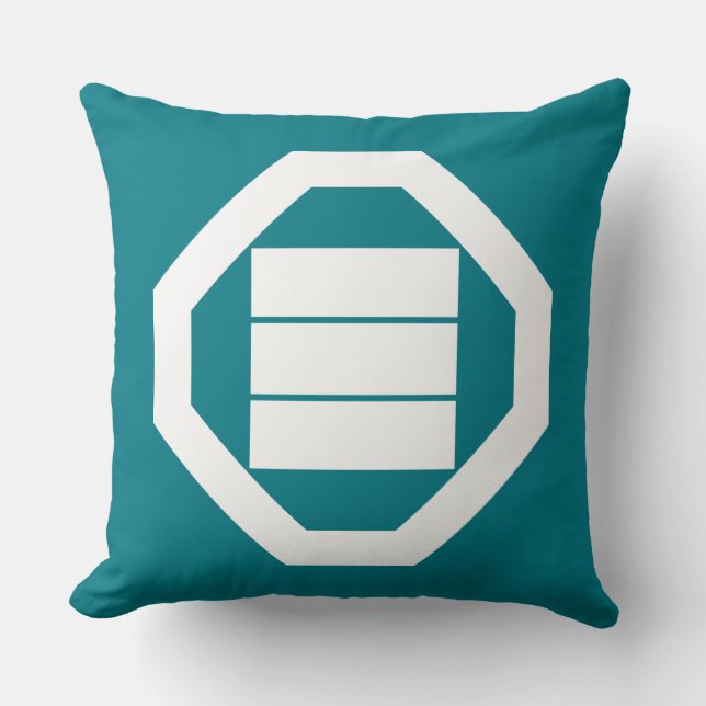 Square Kanji characters for three in Oshiki Throw Pillow (Front)