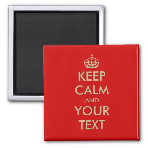 Square Keep calm magnet with faux gold letters