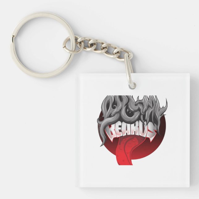 Square keychain with a graphic of smoke (Front)