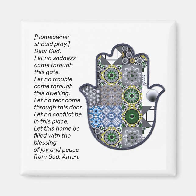 Square Khamsa Hand Magnet 2 Owner (Front)