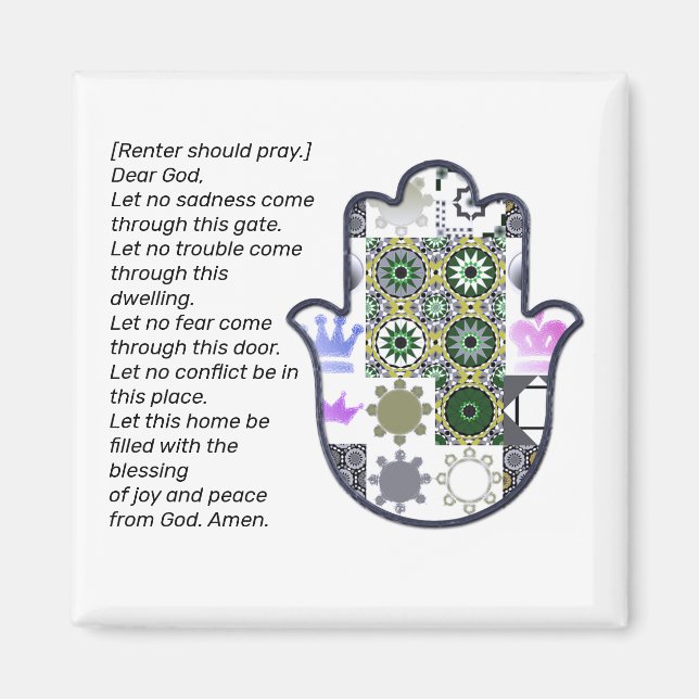 Square Khamsa Hand Magnet Renter (Front)