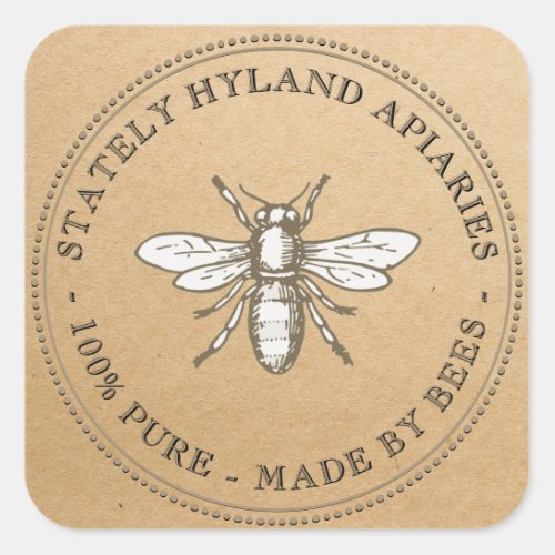 Square Kraft Vintage Honey Label