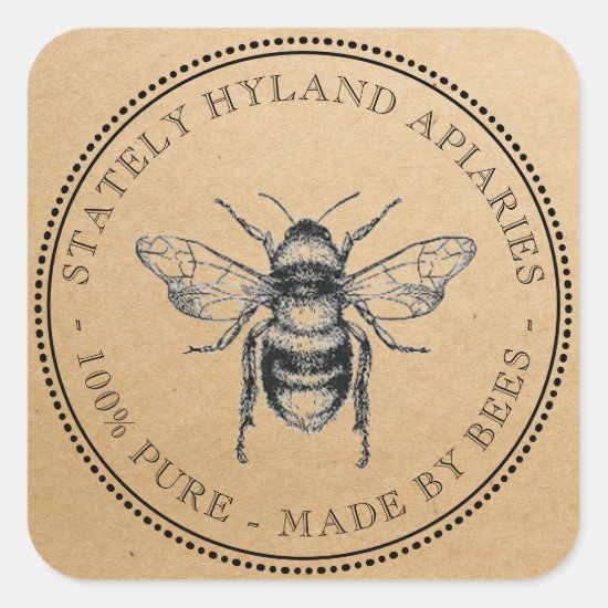 Square Kraft Vintage Honey Label