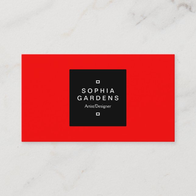 Square Label 01 - Red Business Card (Front)