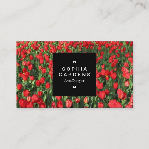 Square Label 01a _ Bed of Red Tulips 02 Business Card