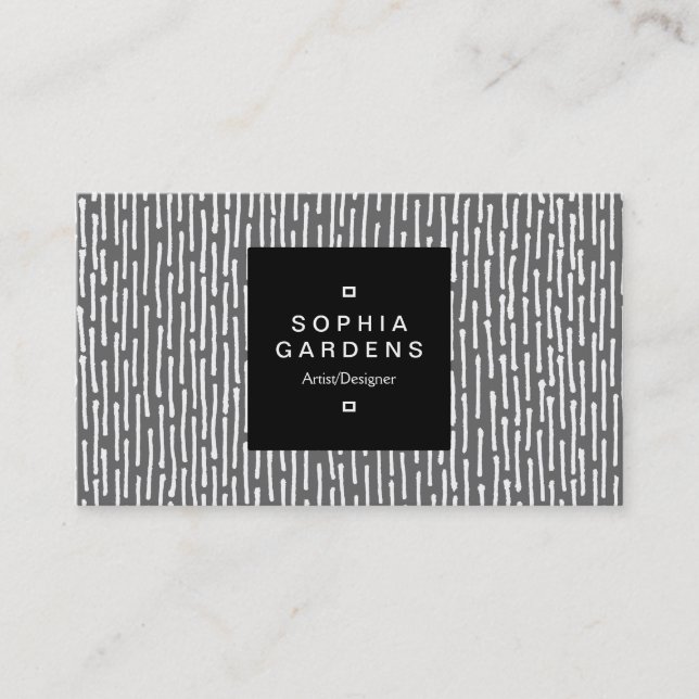 Square Label 01a - Lines - White on Gray Business Card (Front)