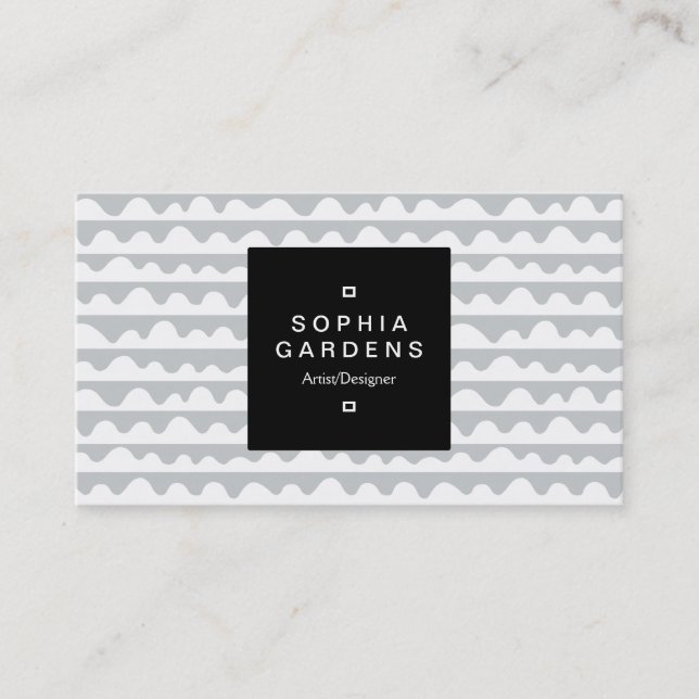 Square Label 01a - Pattern 020815 - White and Gray Business Card (Front)