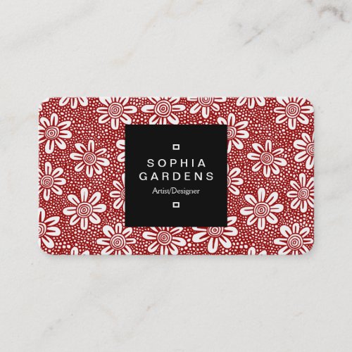 Square Label 01a _ Pattern 140617 _ Ruby Red Business Card