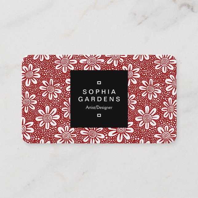 Square Label 01a - Pattern 140617 - Ruby Red Business Card (Front)