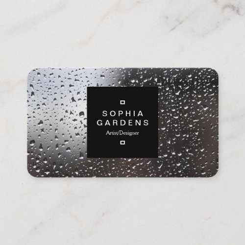Square Label 01a _ Rain on a Window Business Card