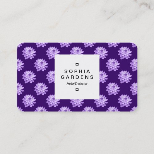 Square Label 03a _ Chrysanthemum Pattern Dp Purple Business Card
