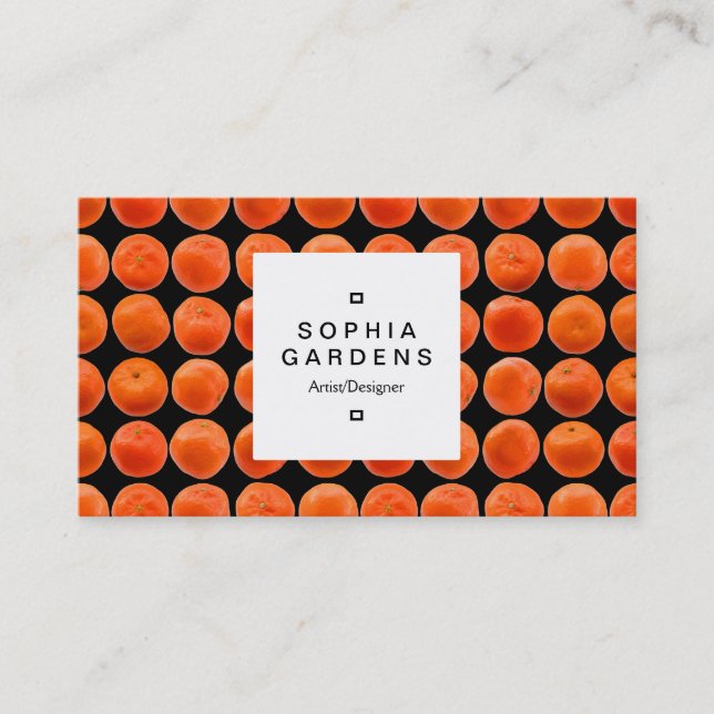 Square Label 03a - Clementine Pattern Business Card (Front)
