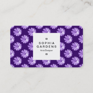 Square Label 03a - Daisy Pattern - Purple Business Card