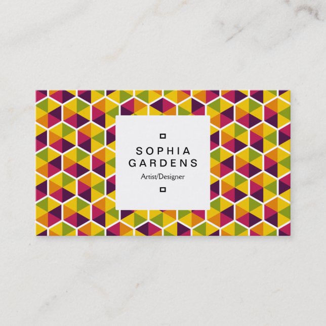 Square Label 03a - Hexagonal Pattern 01 Business Card (Front)