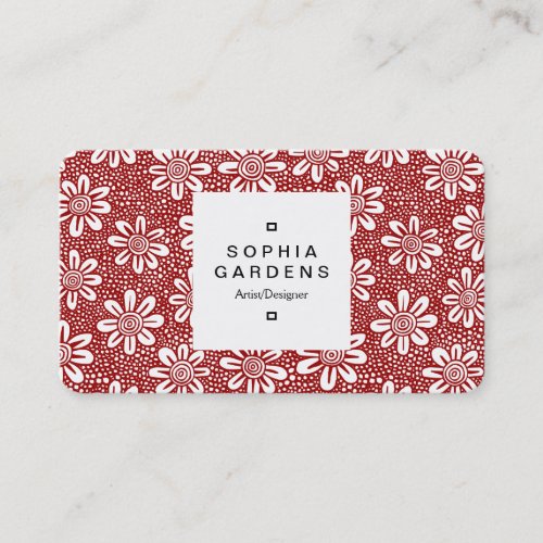 Square Label 03a _ Pattern 140617 _ Ruby Red Business Card