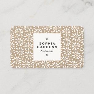 Square Label 03a - Stylized Plant Pattern 020818 Business Card