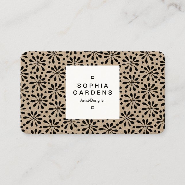 Square Label 03a - Stylized Plant Pattern 020818 Business Card (Front)