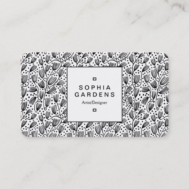 Square Label 04 - Bark Cloth Pattern Business Card (Front)