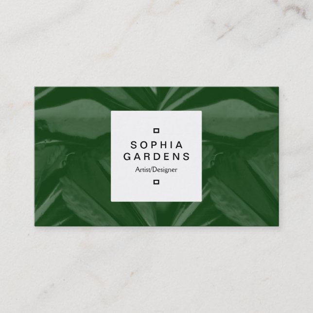 Square Label 04 - Dark Green Business Card (Front)