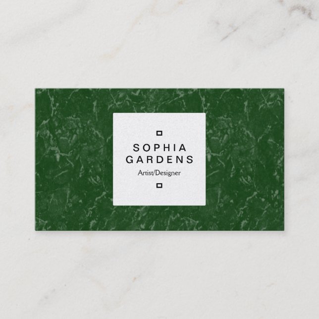 Square Label 04d - Dark Green Business Card (Front)