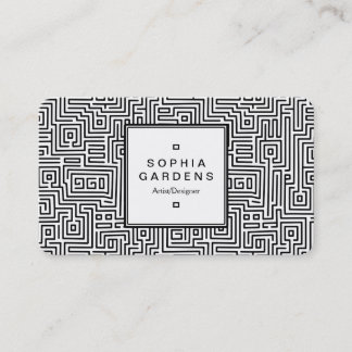 Square Label 05 - Kuba Maze Pattern Business Card