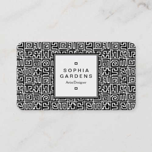 Square Label 05 _ Kuba Style Pattern Business Card