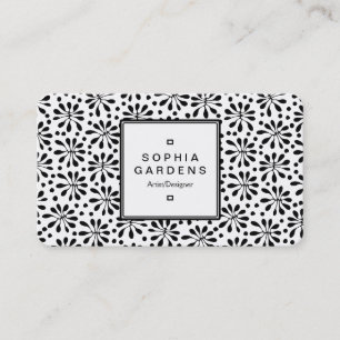 Square Label 05 - Stylized Plants Pattern Business Card