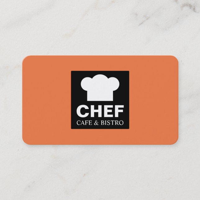 Square Label Cafe - Orange f17a45 Business Card (Front)
