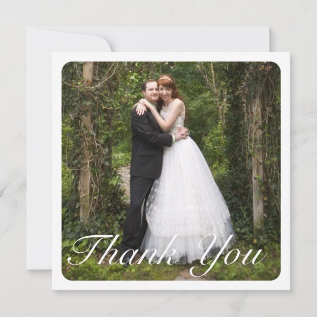 Square Large Photo Wedding Thank You in White (Front)