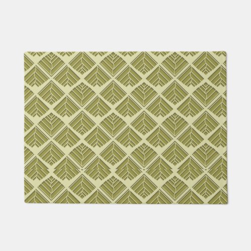 Square Leaf Pattern Gold Lime Light Doormat