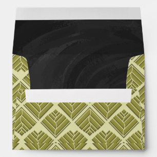 Square Leaf Pattern Gold Lime Light Envelope