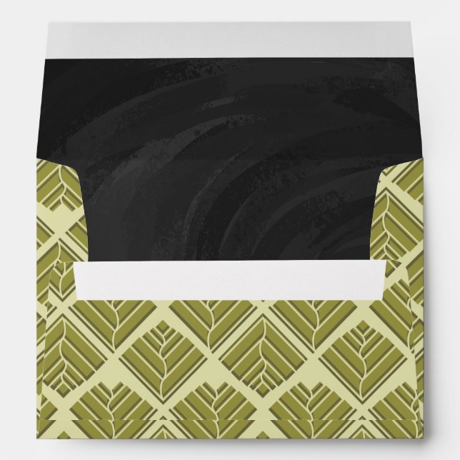 Square Leaf Pattern Gold Lime Light Envelope (Back (Bottom))