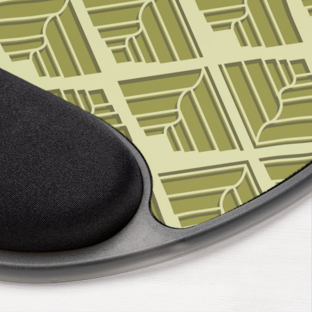 Square Leaf Pattern Gold Lime Light Gel Mouse Pad (Right Side)