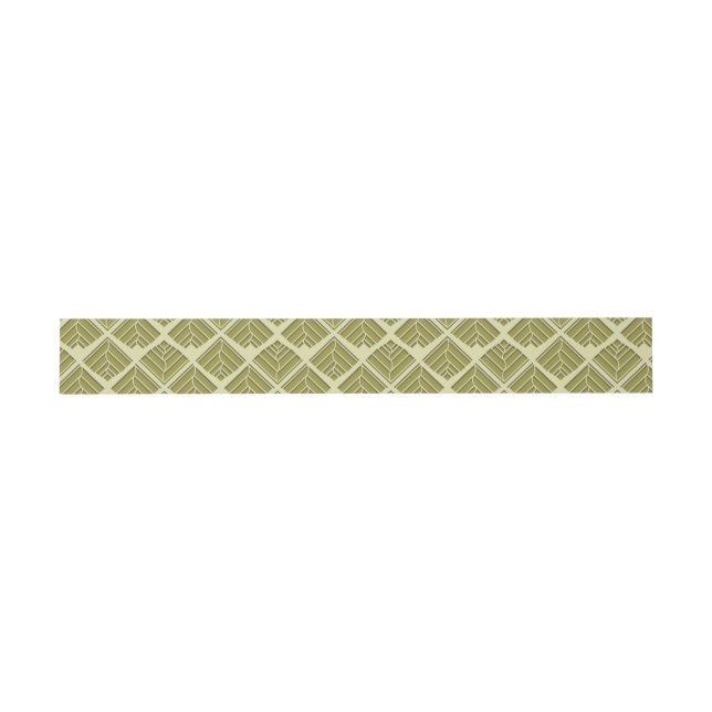 Square Leaf Pattern Gold Lime Light Invitation Belly Band (Flat)